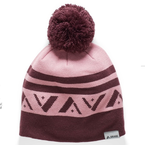 Orage pink & burgundy jacquard pompom beanie NWT - Picture 1 of 5